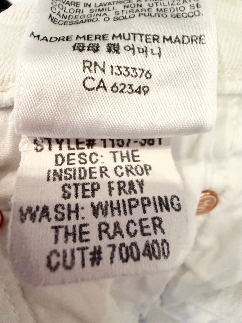MOTHER White Insider Crop Step Fray Jeans Spring Luxury Designer - Picture 13 of 15